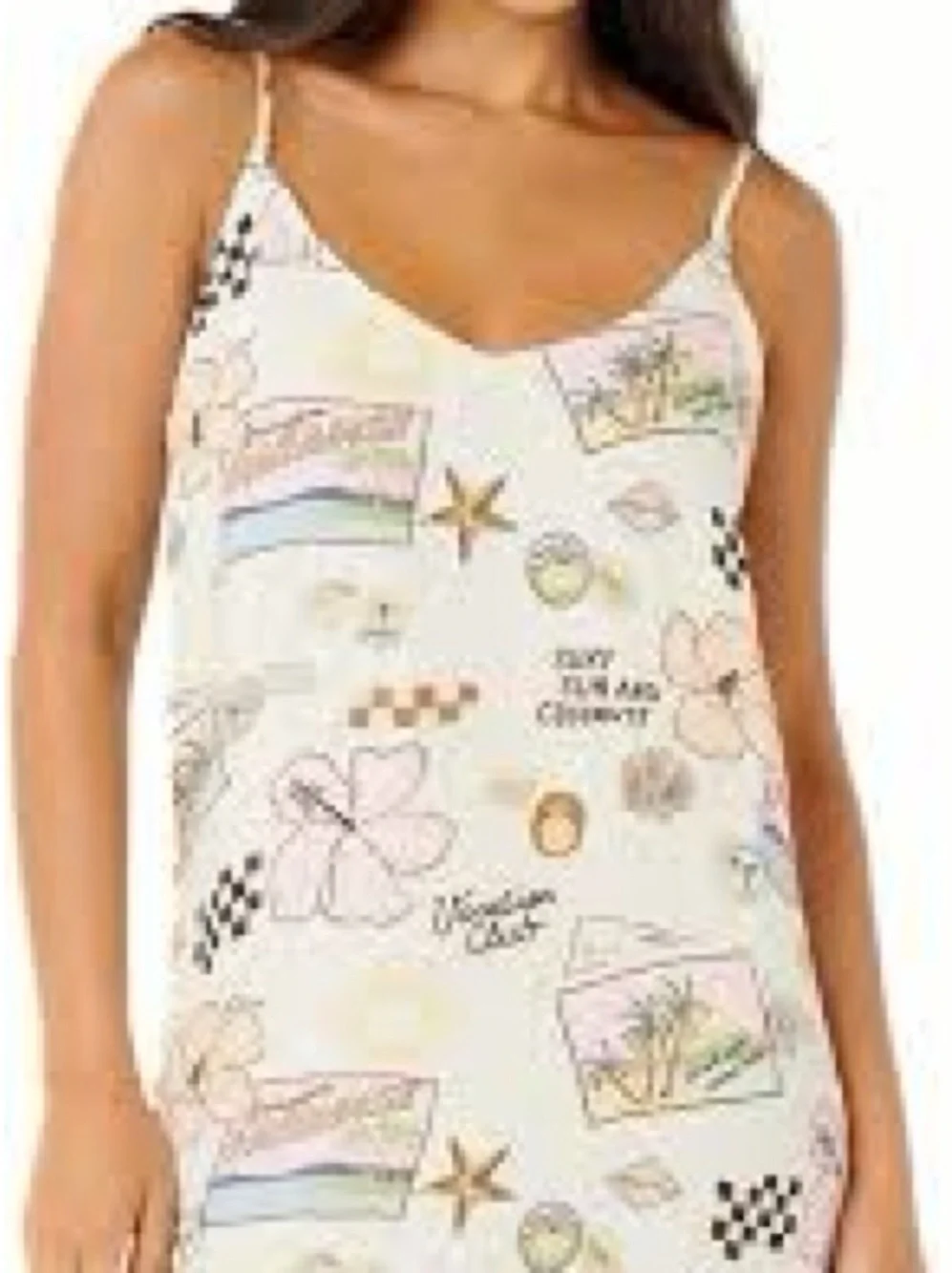 Rip Curl Cream Tropical Print Slip Dress